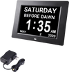 Yescom Digital Calendar Day Clock 8in 6-Alarm Black/White New