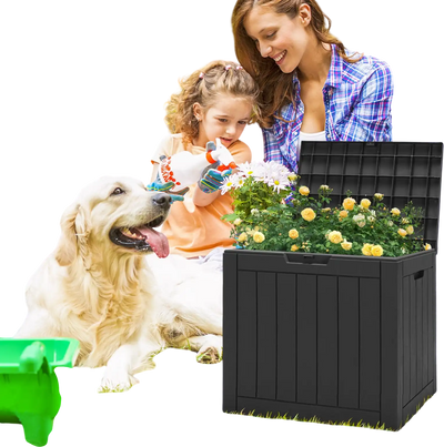 Costway 30 Gallon Deck Box Storage Container Bench Black 94783156 New