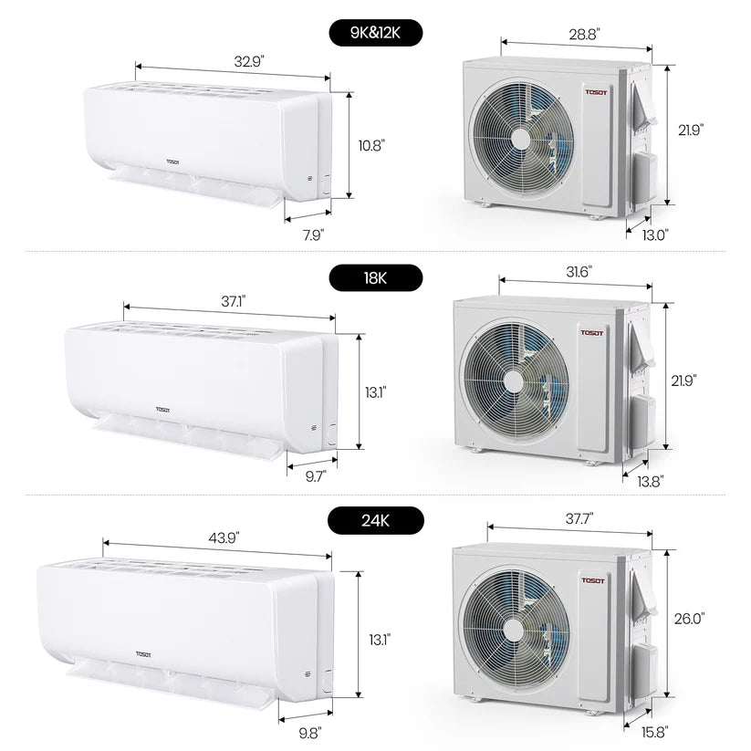 Tosot Mini-Split Air Conditioner with Heat Pump WiFi 12,000 BTU 750 Sq. Ft Cosmo Series New