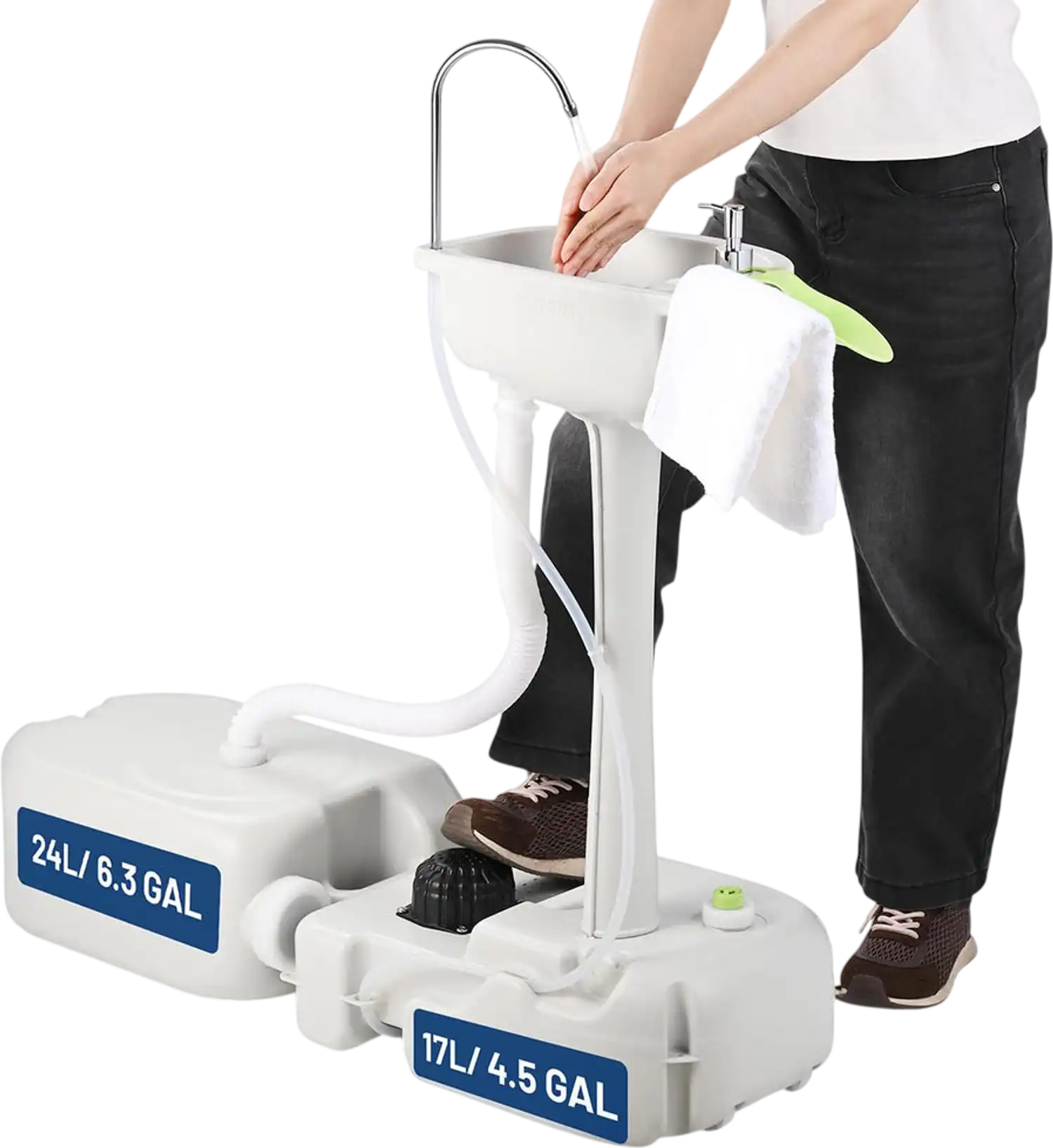 Yescom Foot Pump Hand Washing Station 4.5Gal 6.3Gal Waste Water Tank New