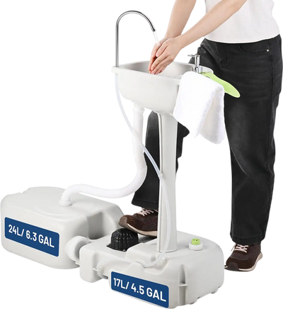 Yescom Foot Pump Hand Washing Station 4.5Gal 6.3Gal Waste Water Tank New
