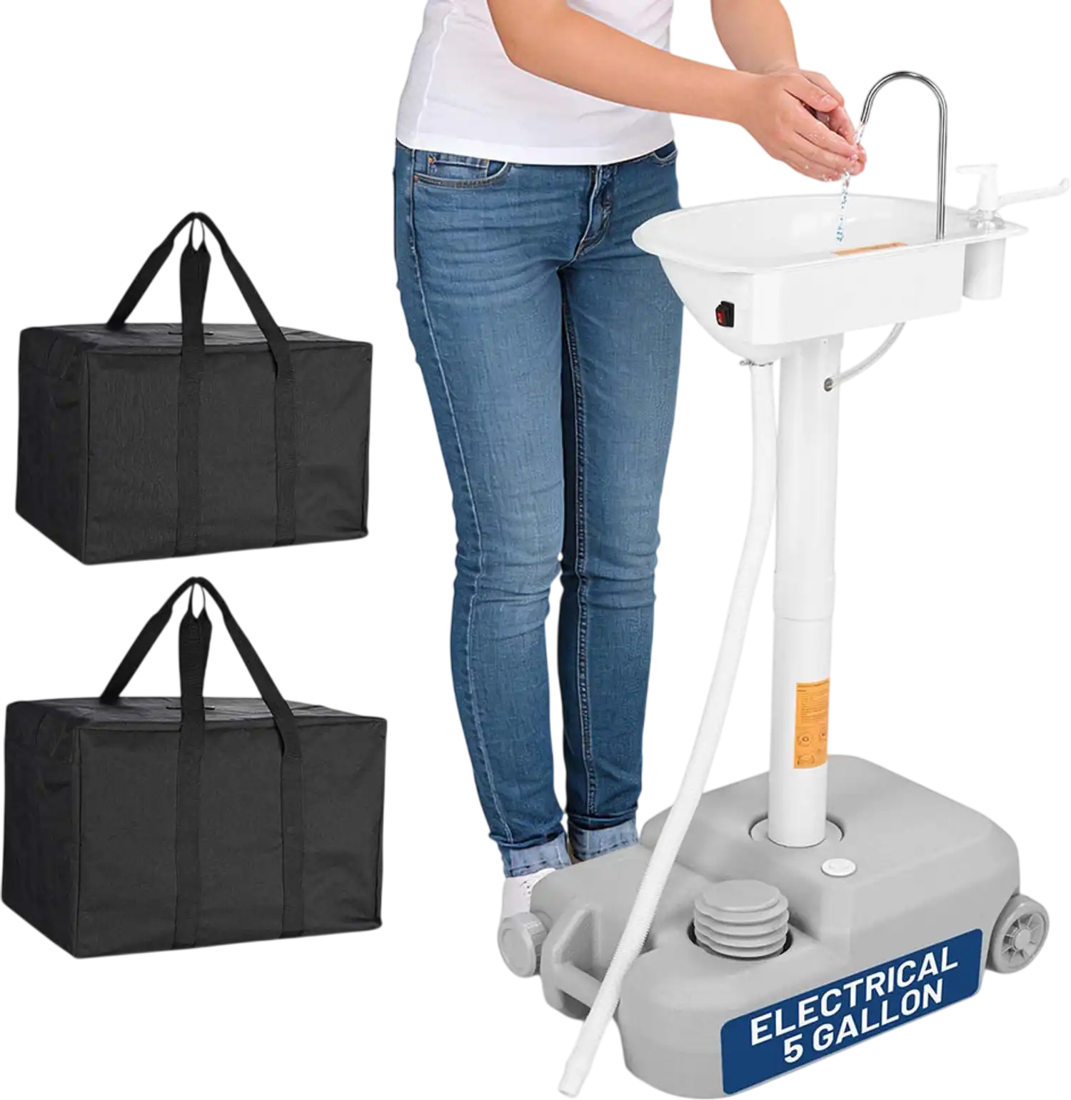 Yescom Electric Hand Washing Station 5Gal with Wheels & Handle New