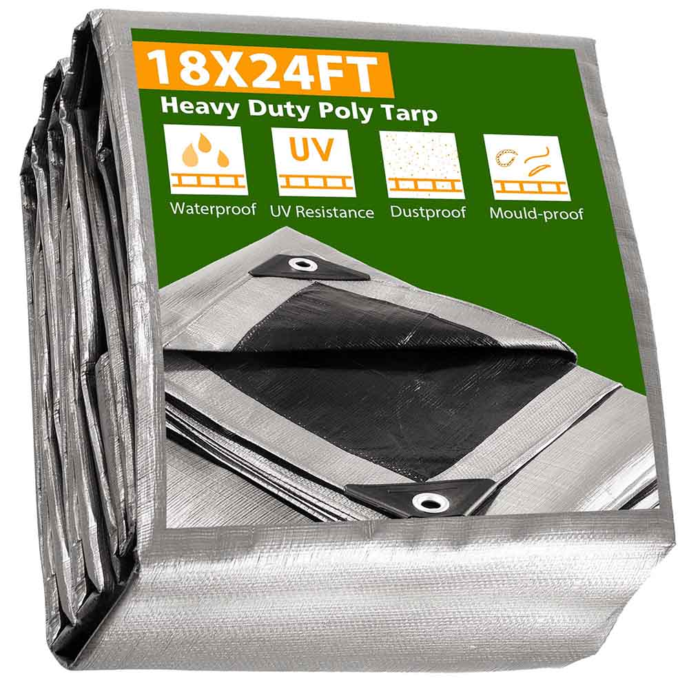 Yescom Heavy-Duty Poly Tarp 18'x24' Silver New