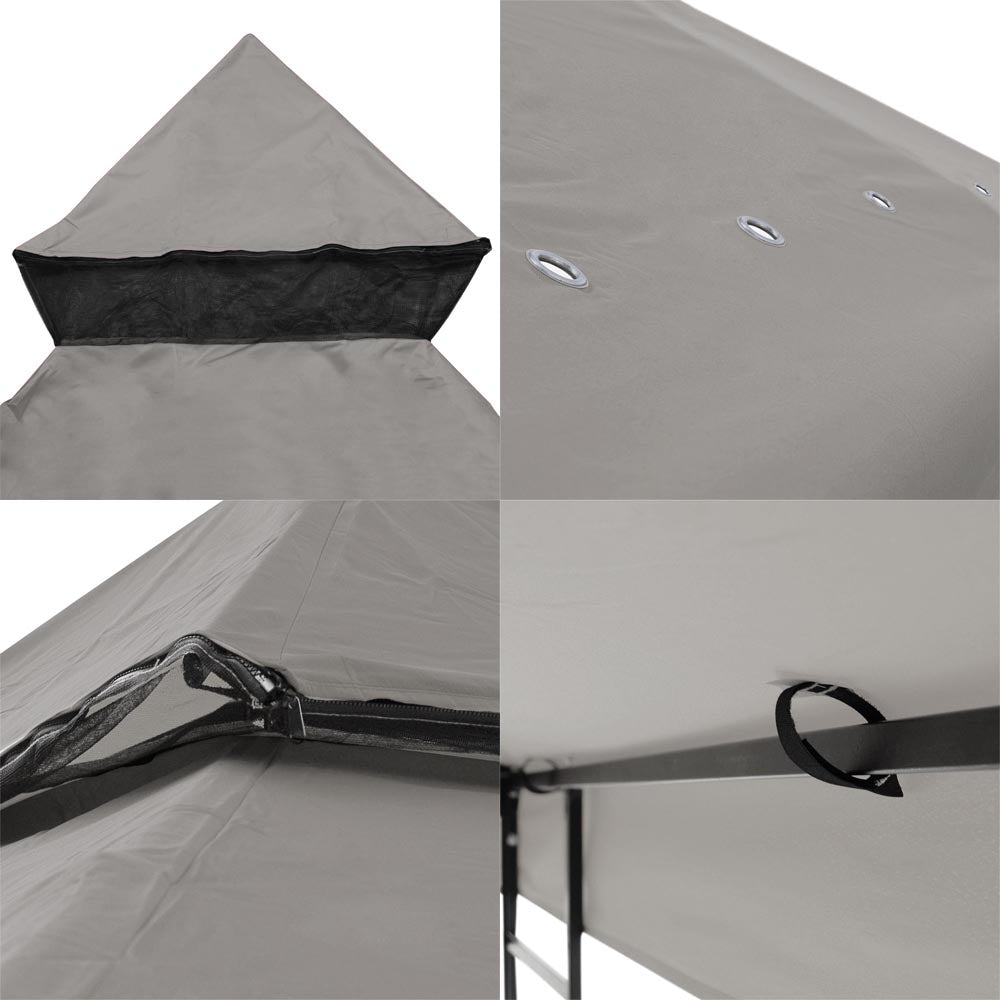 Yescom Gazebo Canopy Replacement Top 8' x 8' 2-Tier Grey New