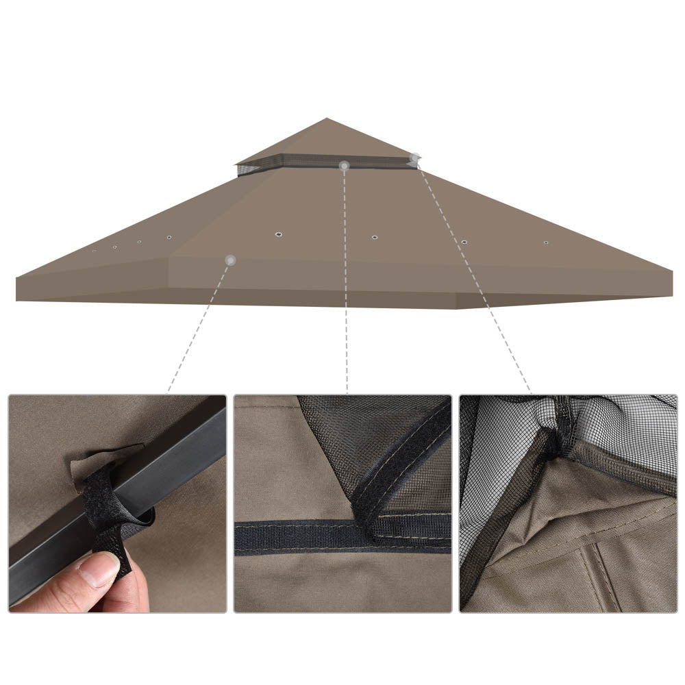 Yescom Gazebo Replacement Canopy Top 2-Tier 10x10 ft New