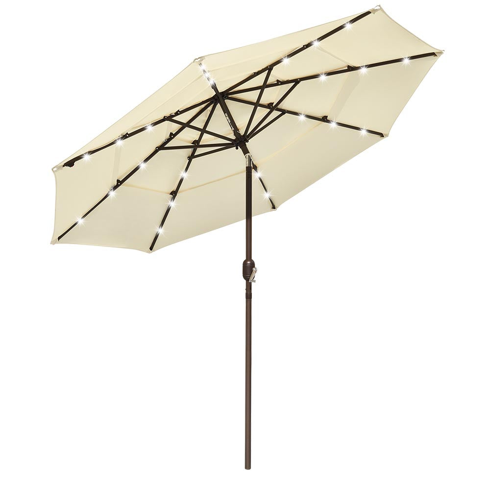 Yescom Patio Umbrella 9ft Prelit 3-Tiered with Lights New