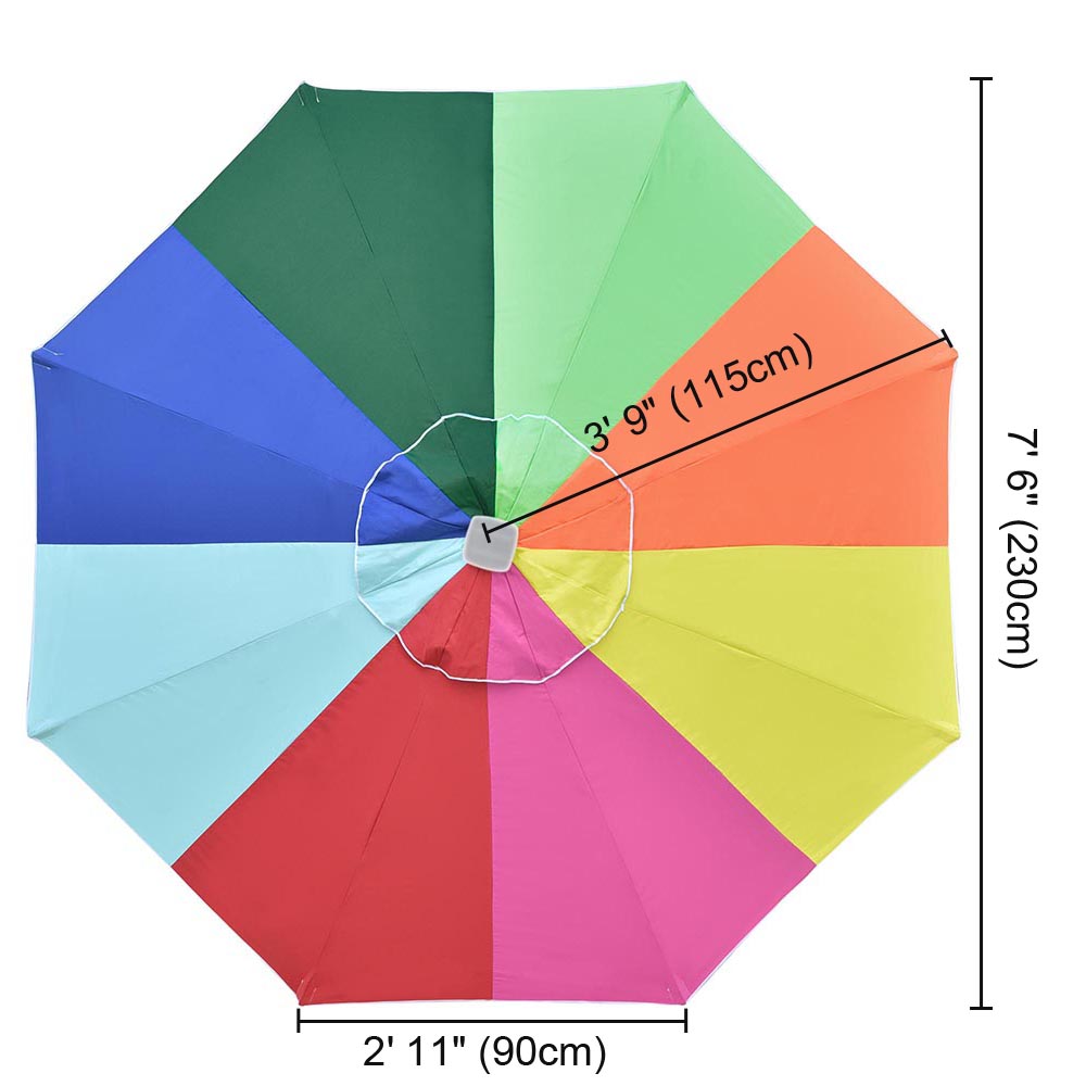 Yescom Outdoor Market Umbrella Replacement Canopy 8' Rainbow New
