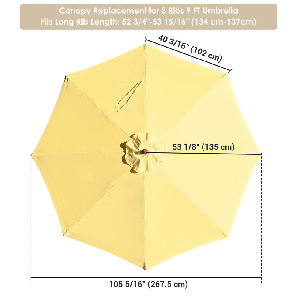 Yescom Outdoor Market Umbrella Replacement Canopy 9' 8-Rib New