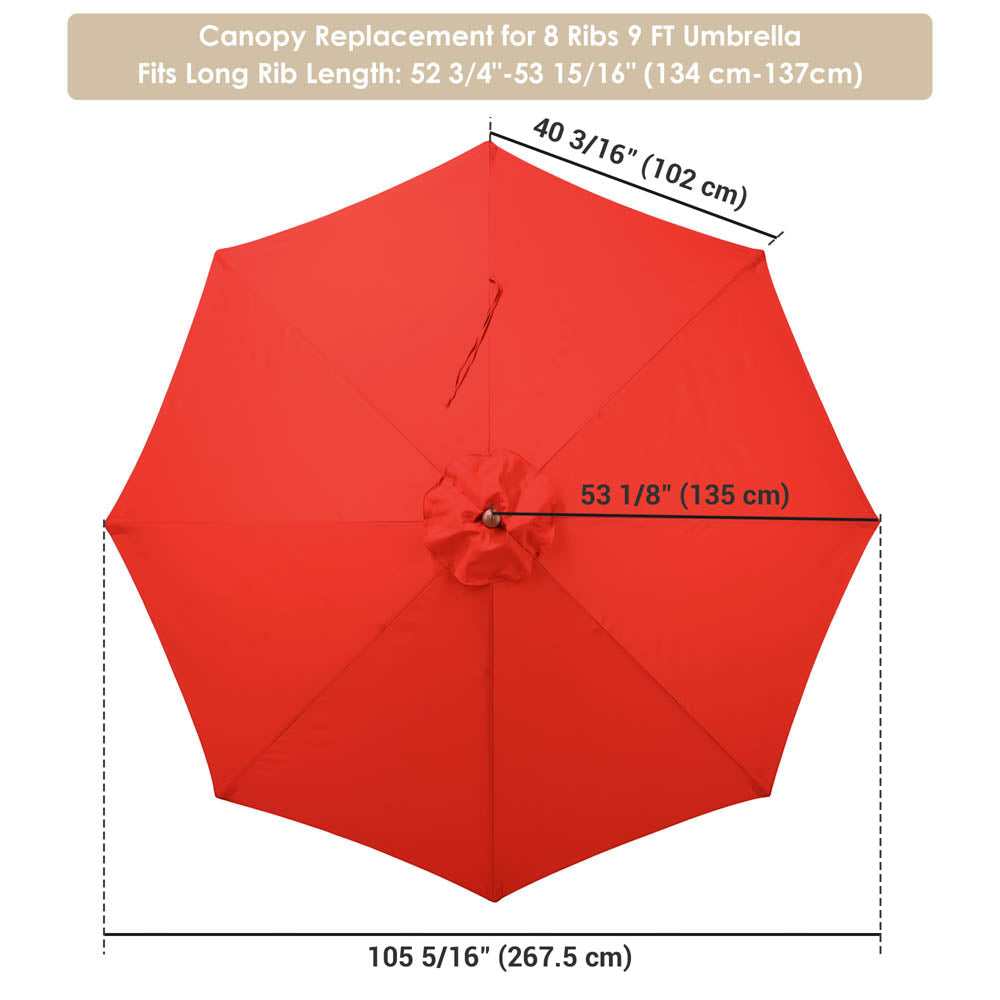 Yescom Outdoor Market Umbrella Replacement Canopy 9' 8-Rib New