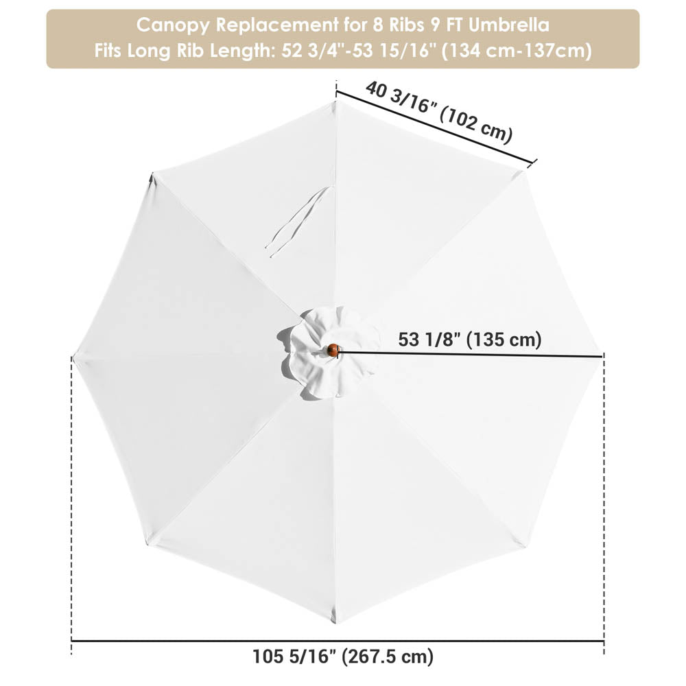 Yescom Outdoor Market Umbrella Replacement Canopy 9' 8-Rib New