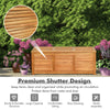 Acacia wood storage bench box with flip-top lid, large capacity for patio use, sturdy and easy to assemble.