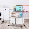 Side view of the rolling storage cart featuring 4 spacious drawers and 2 mesh shelves, perfect for efficient.