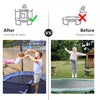 8FT trampoline safety enclosure net showing before and after safety features, made of durable PE material for.