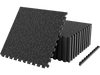 Interlocking rubber top exercise mats in gray provide 70 sq. ft. of cushioned, anti-slip support for home gyms.