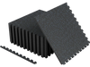 Interlocking rubber top exercise mats with blue speckles provide 48 sq. ft. coverage for home gym and fitness spaces.