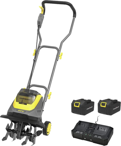 Powersmart PS76221A Cordless Garden Tiller/Cultivator 40V 12 Inch (2) 4.0Ah Battery and Charger New
