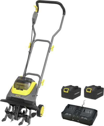 Powersmart PS76221A Cordless Garden Tiller/Cultivator 40V 12 Inch (2) 4.0Ah Battery and Charger New