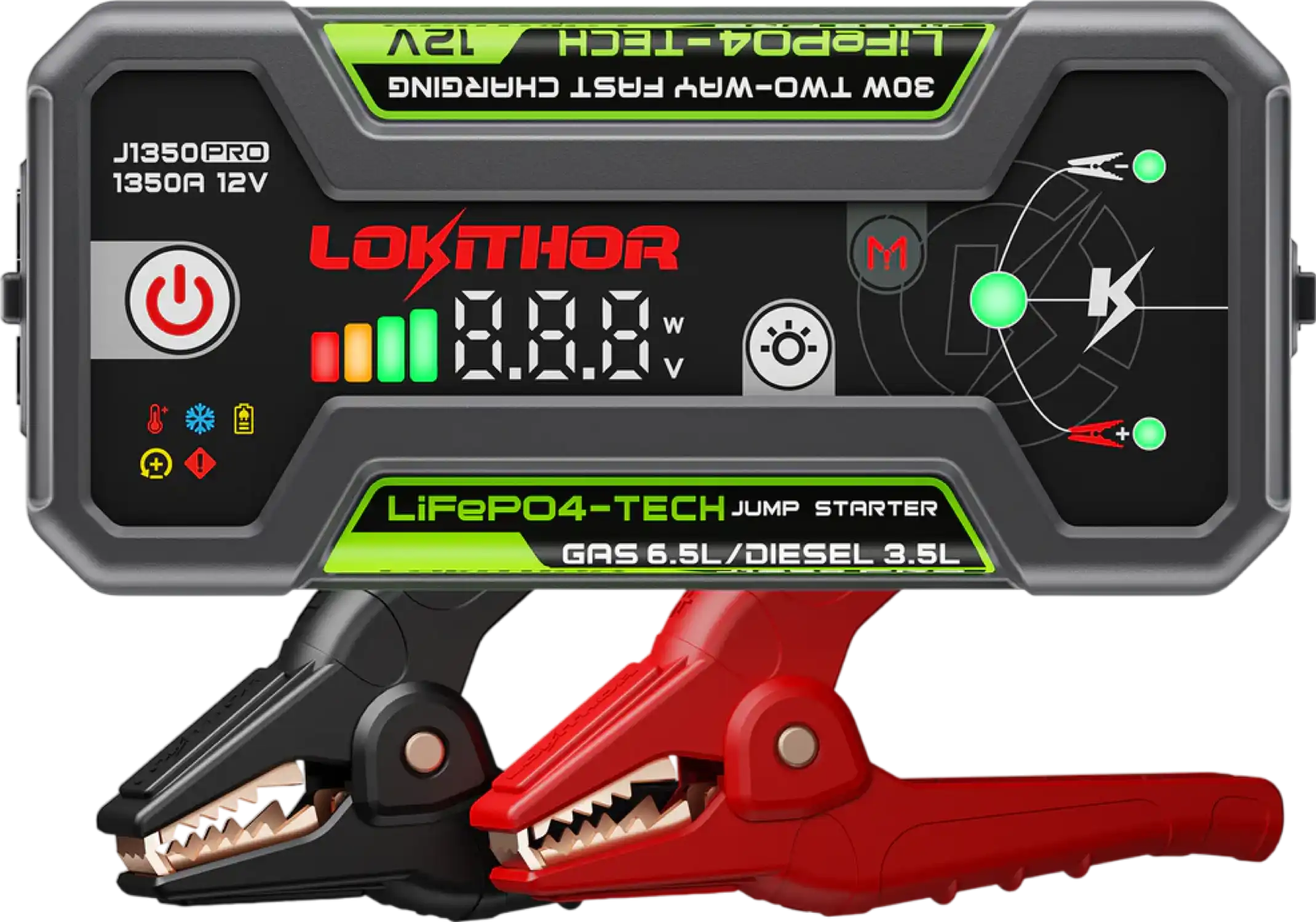 Lokithor J1350 PRO Jump Starter 12V 1350A with LiFePO4 Safety Battery New
