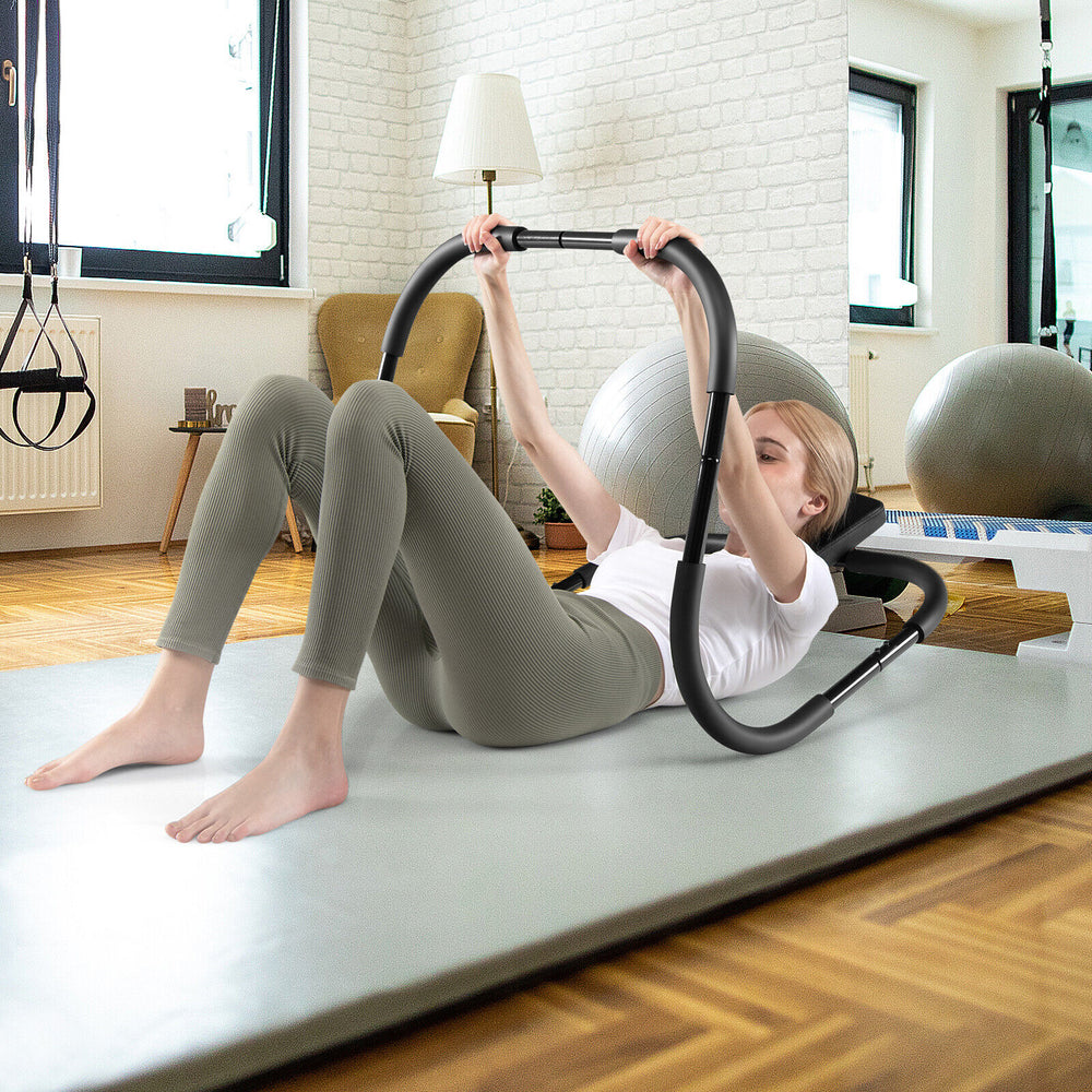 Portable AB Trainer Fitness Crunch Workout Exerciser with Headrest-Black - Gallery View 1 of 7