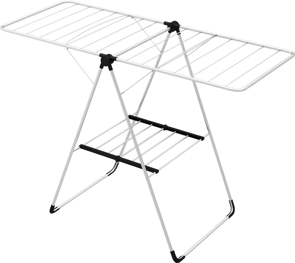 2-Tier Laundry Drying Rack Folding Cloth Rack with Aluminum Frame