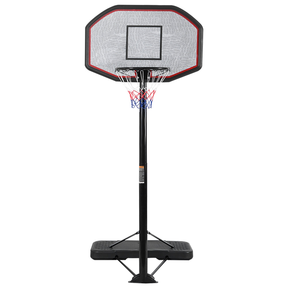 Height adjustable 43-inch basketball hoop with durable steel frame, standard rim, and convenient wheels for easy.