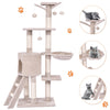 Side view of the 56-inch cat play tree featuring a cozy hideaway and two platforms for climbing, scratching, and.