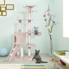 56-inch cat play tree with scratching posts, platforms, and cozy hideaway for climbing and lounging activities.