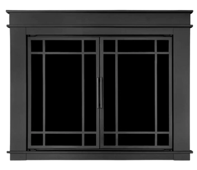 Pleasant Hearth Fillmore Small 29.5 by 37 in. Opening Glass Fireplace Doors Midnight Black New