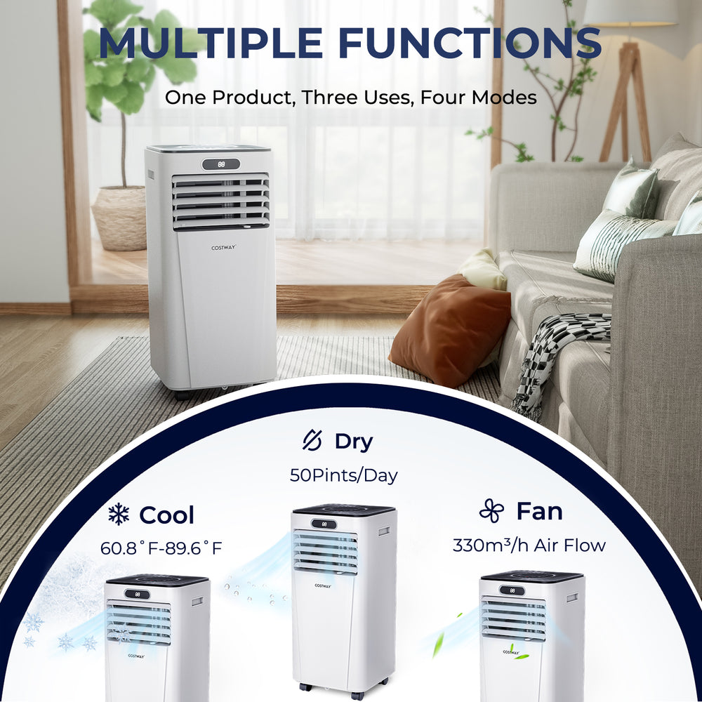 Costway 4-in-1 Portable Air Conditioner 10000 BTU with Dehumidifier and Fan Mode New