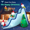 Inflatable 9 feet polar bear slide decoration with LED lights, featuring three bears and a Christmas tree for festive.