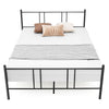 Full/Queen size platform bed frame with high headboard in all-black steel, featuring noise-reducing mute bars and.