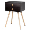 Mid Century Modern nightstand with two drawers in natural-coffee, featuring solid wood legs for stability and easy.