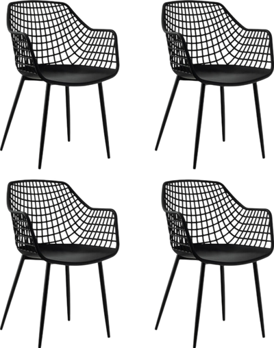 Costway Dining Chairs Set of 4 Heavy Duty Modern with Airy Hollow Backrest New