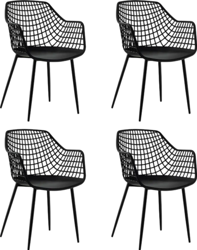 Costway Dining Chairs Set of 4 Heavy Duty Modern with Airy Hollow Backrest New