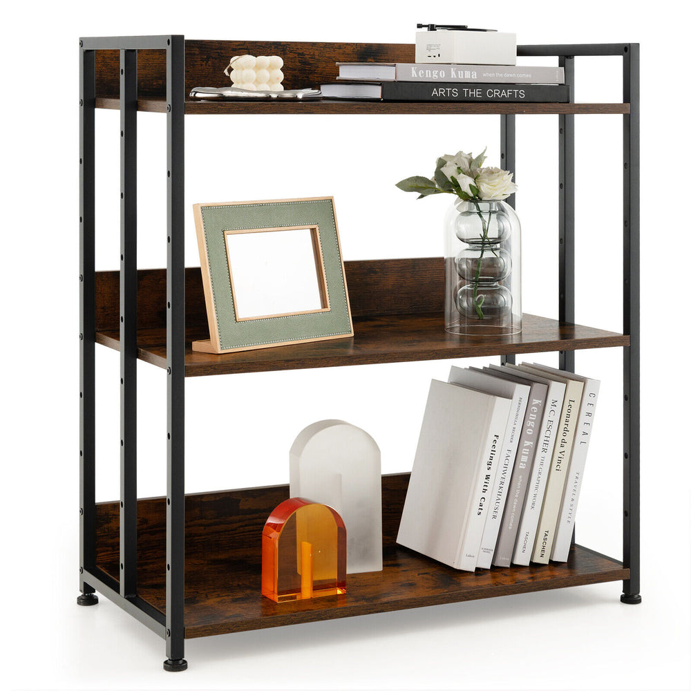 3-tier industrial bookshelf with adjustable shelves, durable engineered wood, and sturdy metal frame for versatile.