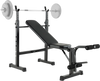Adjustable Weight Bench and Barbell Rack Set with Weight Plate Post