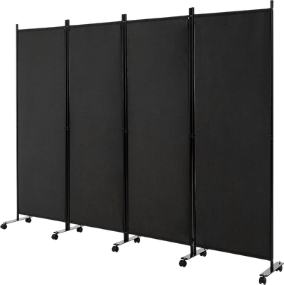 Costway 4-Panel Folding Room Divider Privacy Screen w/ Lockable Wheels 31487659 New