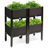 Elevated brown planter box set with four planting sections, ideal for growing herbs and vegetables in your garden or.