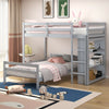 Twin Over Twin Loft Bunk Bed with Bookcase-Gray - Gallery View 1 of 10