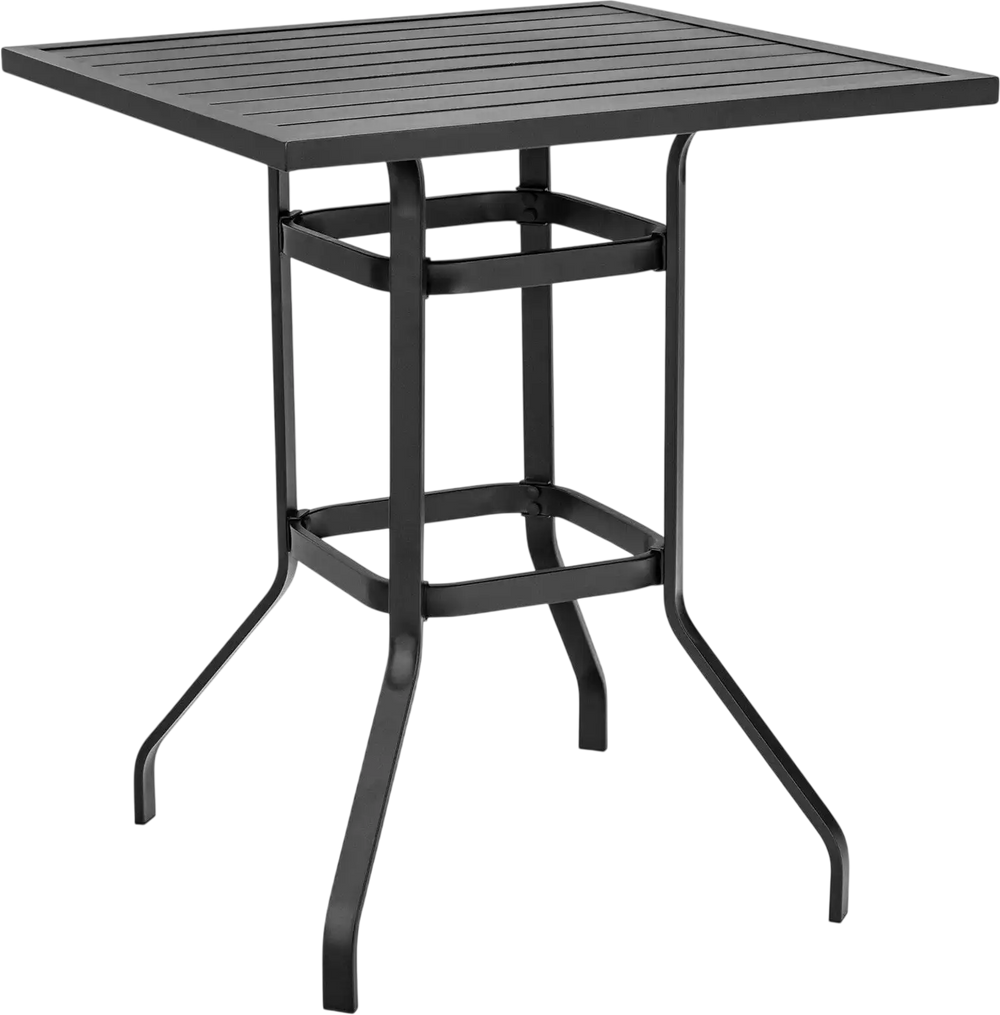 32 Inches Outdoor Steel Square Bar Table with Powder-Coated Tabletop
