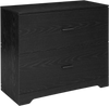 Black 2-drawer lateral file cabinet with adjustable bars, smooth handles, and steel runners for home or office.