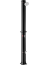 7.2 feet black solar-heated outdoor shower with a free-rotating shower head and foot tap for convenient washing.