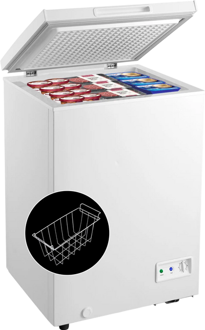 Costway Compact Chest Freezer 3.5 Cu.ft with Removable Storage Basket New