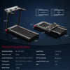 Folding treadmill with 3.75HP motor, LCD display, and Bluetooth, ideal for home workouts and easy storage.