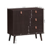 3-drawer sideboard storage cabinet in brown with leather handles, featuring adjustable shelf, ideal for living room or.