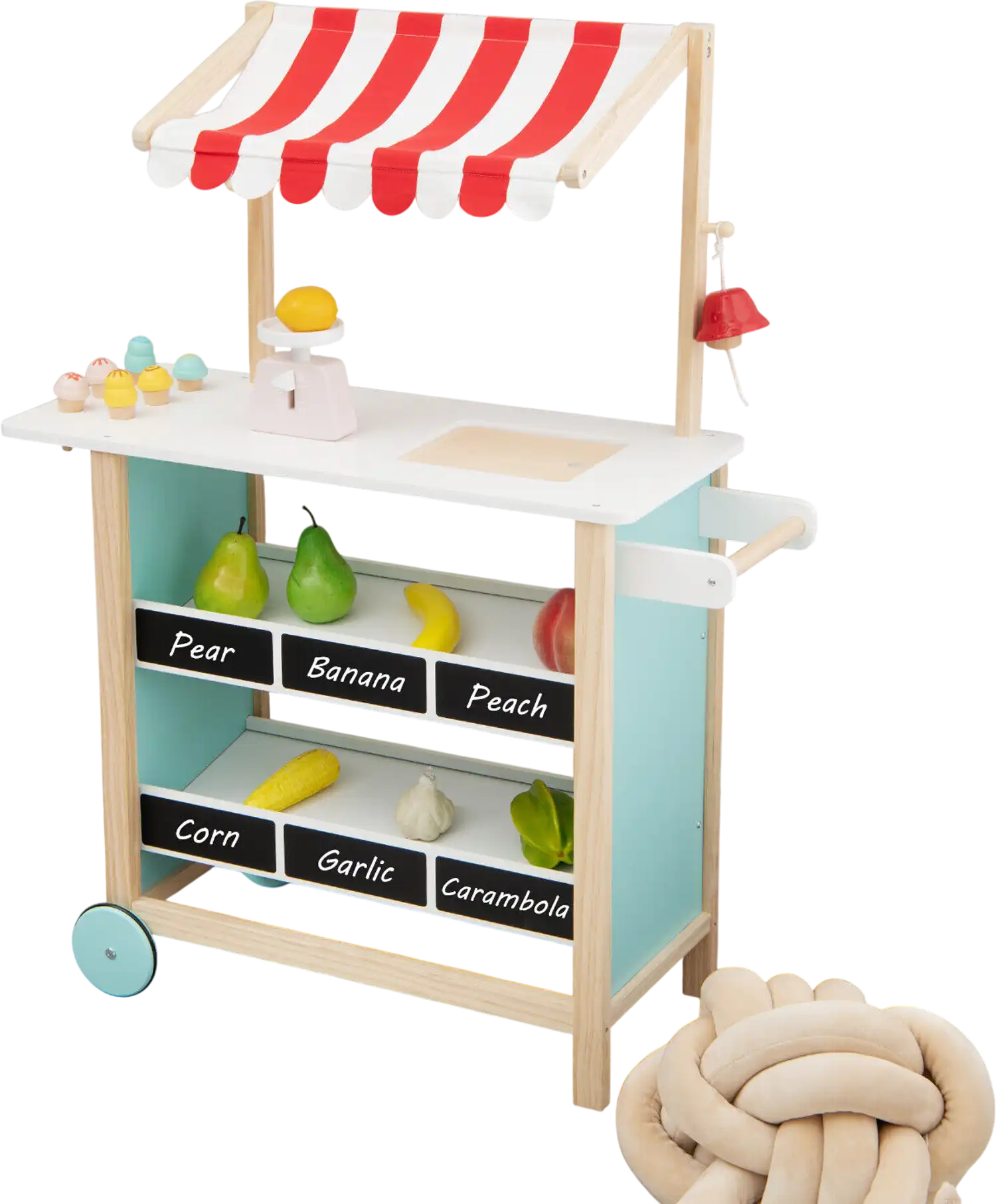 Costway Kids Wooden Ice Cream Cart Chalkboard Storage Red 16748325 New