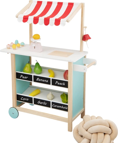 Costway Kids Wooden Ice Cream Cart Chalkboard Storage Red 16748325 New