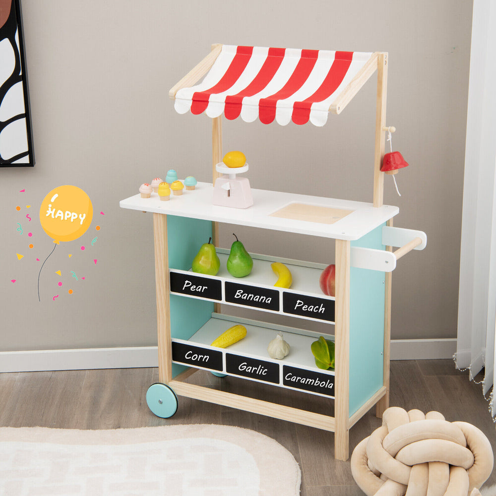 Kids Wooden Ice Cream Cart with Chalkboard and Storage-Red - Gallery View 1 of 11
