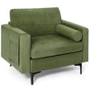 Modern Accent Chair with Bolster and Side Storage Pocket-Army Green - Gallery View 1 of 9