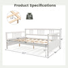Wooden full-size daybed frame in white with guardrails, featuring strong slats and ample under-bed storage for.